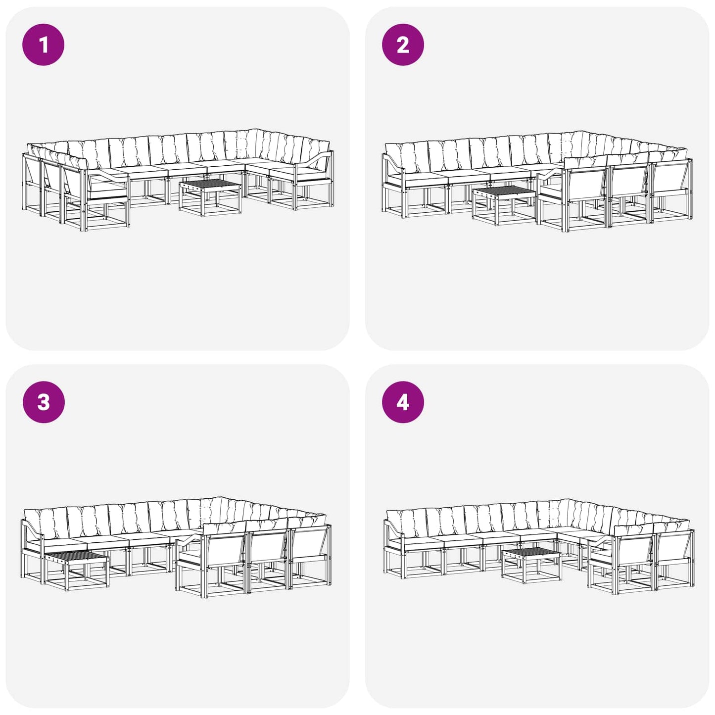 vidaXL Σειρά Καναπέ Εξωτερικού με μαξιλάρι 11 pcs Λευκό και Μαύρο