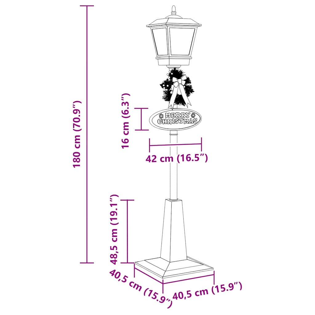 vidaXL Χριστουγεννιάτικη Λάμπα Δρόμου με Φάρο Κόκκινο 40,5x40,5x180εκ