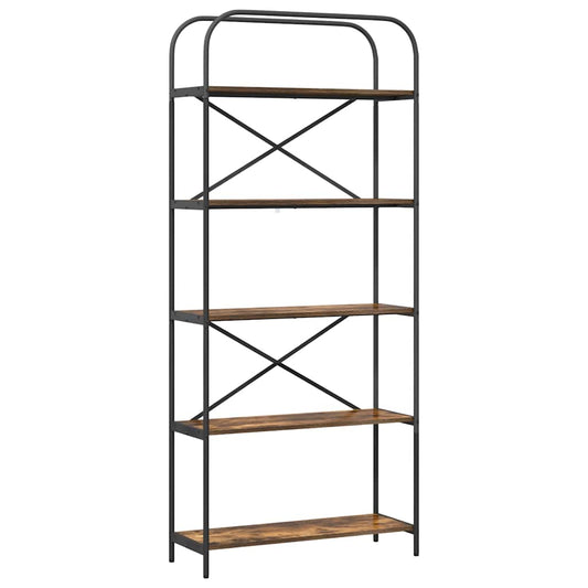 vidaXL Ράφι Βιβλίων Καπνιστή δρυς 80 x 30 x 183 εκ Επεξεργασμένο ξύλο