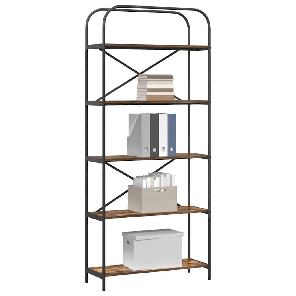 vidaXL Ράφι Βιβλίων Καπνιστή δρυς 80 x 30 x 183 εκ Επεξεργασμένο ξύλο