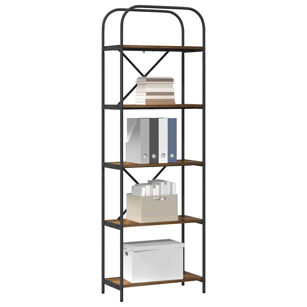 vidaXL Ράφι Βιβλίων Καπνιστή δρυς 60 x 30 x 183 εκ Επεξεργασμένο ξύλο