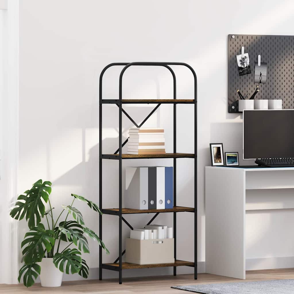 vidaXL Ράφι Βιβλίων Καπνιστή δρυς 60 x 30 x 146 εκ Επεξεργασμένο ξύλο