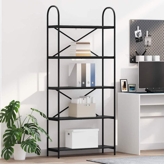 vidaXL Ράφι Βιβλίων Μαύρη δρυς 80 x 30 x 183 εκ Επεξεργασμένο ξύλο