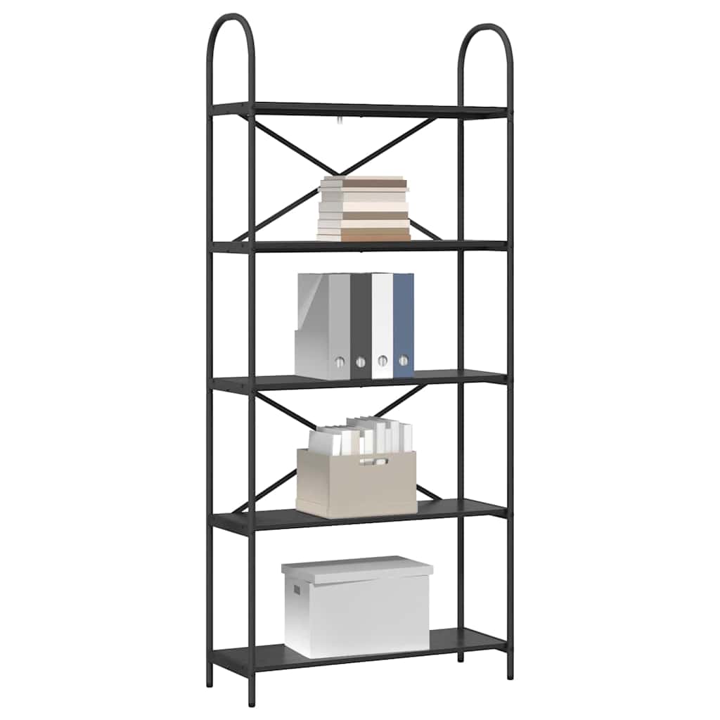 vidaXL Ράφι Βιβλίων Μαύρη δρυς 80 x 30 x 183 εκ Επεξεργασμένο ξύλο