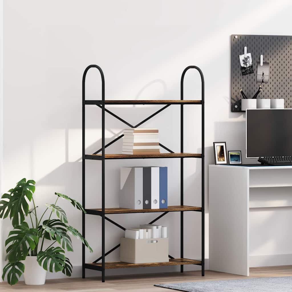 vidaXL Ράφι Βιβλίων Καπνιστή δρυς 80 x 30 x 146 εκ Επεξεργασμένο ξύλο