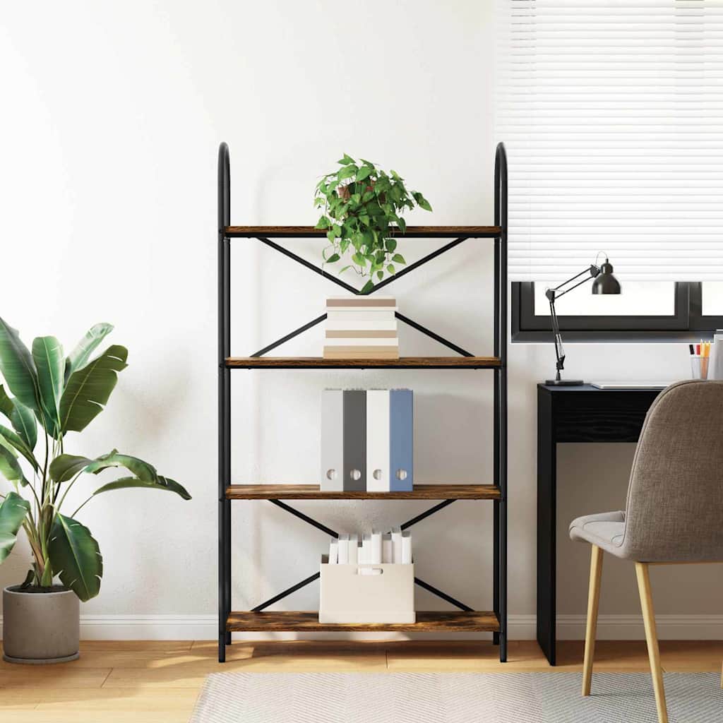 vidaXL Ράφι Βιβλίων Καπνιστή δρυς 80 x 30 x 146 εκ Επεξεργασμένο ξύλο