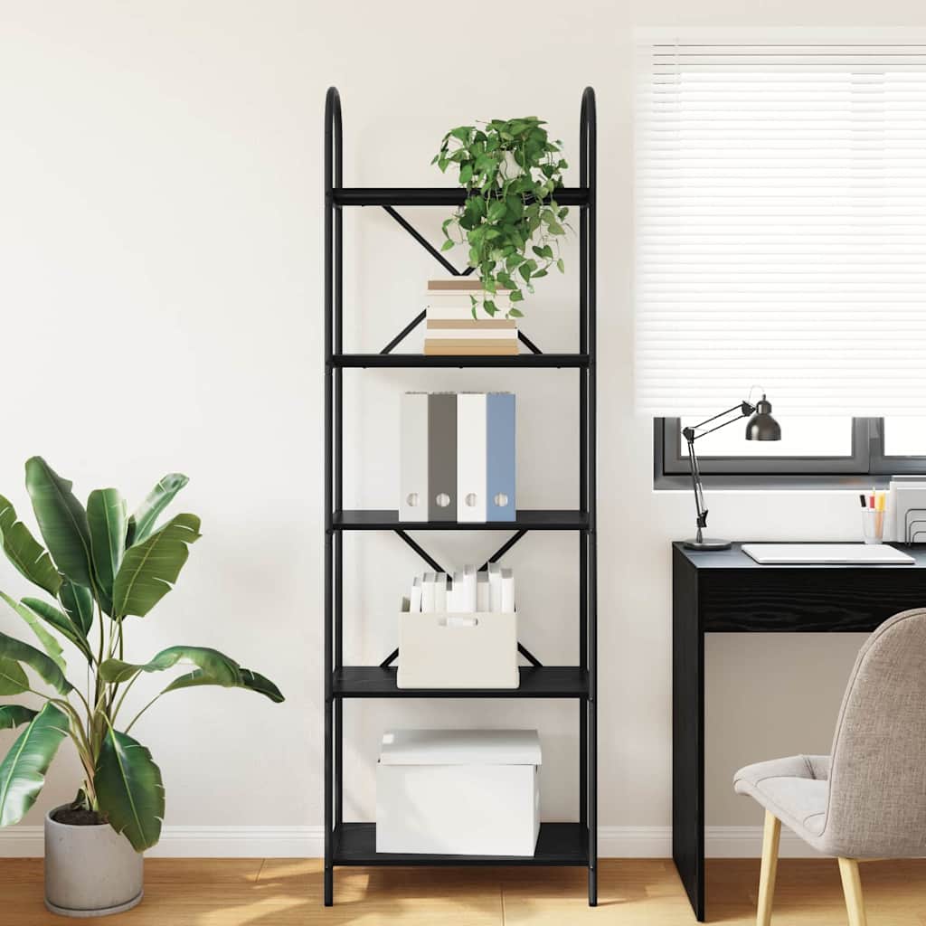 vidaXL Ράφι Βιβλίων Μαύρη δρυς 60 x 30 x 183 εκ Επεξεργασμένο ξύλο