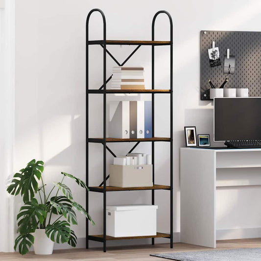 vidaXL Ράφι Βιβλίων Καπνιστή δρυς 60 x 30 x 183 εκ Επεξεργασμένο ξύλο