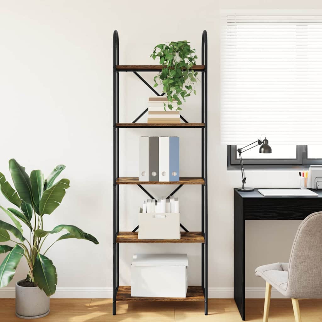 vidaXL Ράφι Βιβλίων Καπνιστή δρυς 60 x 30 x 183 εκ Επεξεργασμένο ξύλο