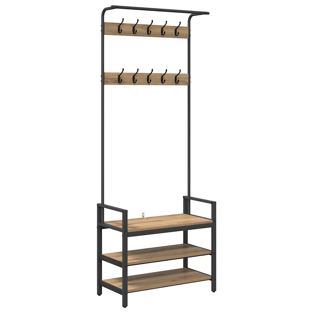 vidaXL Κρεμάστρα Artisan Δρυς 75 x 34 x 184 εκ Επεξεργασμένο ξύλο