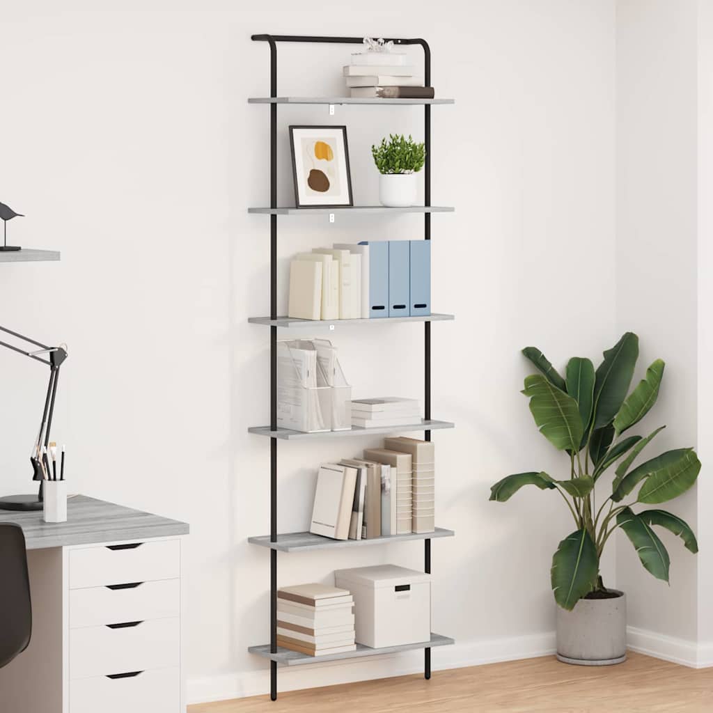 vidaXL Ράφι Βιβλίων Γκρίζο Σονομα 60 x 24 x 203 εκ Επεξεργασμένο ξύλο