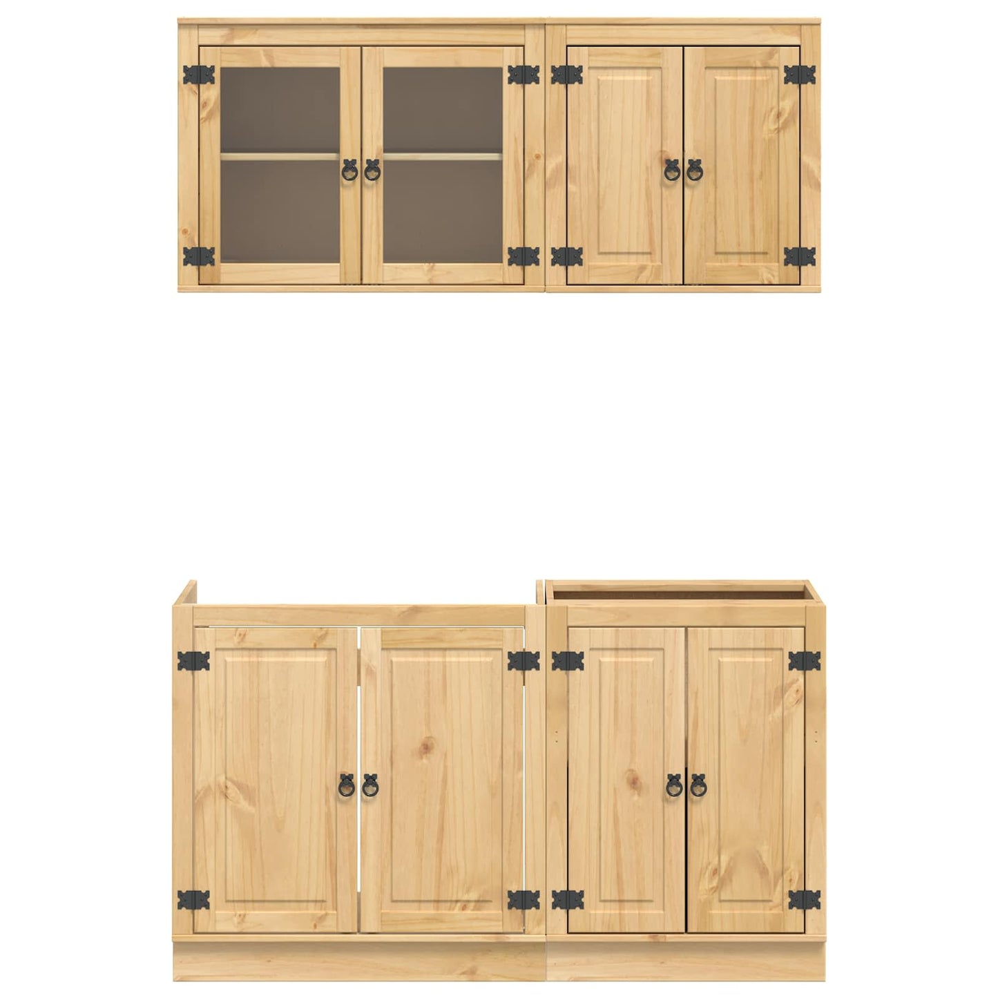 vidaXL Ντουλαπιού με ράφι SKI 4 pcs Μέλι Καφέ Στερεά ξυλεία πεύκου