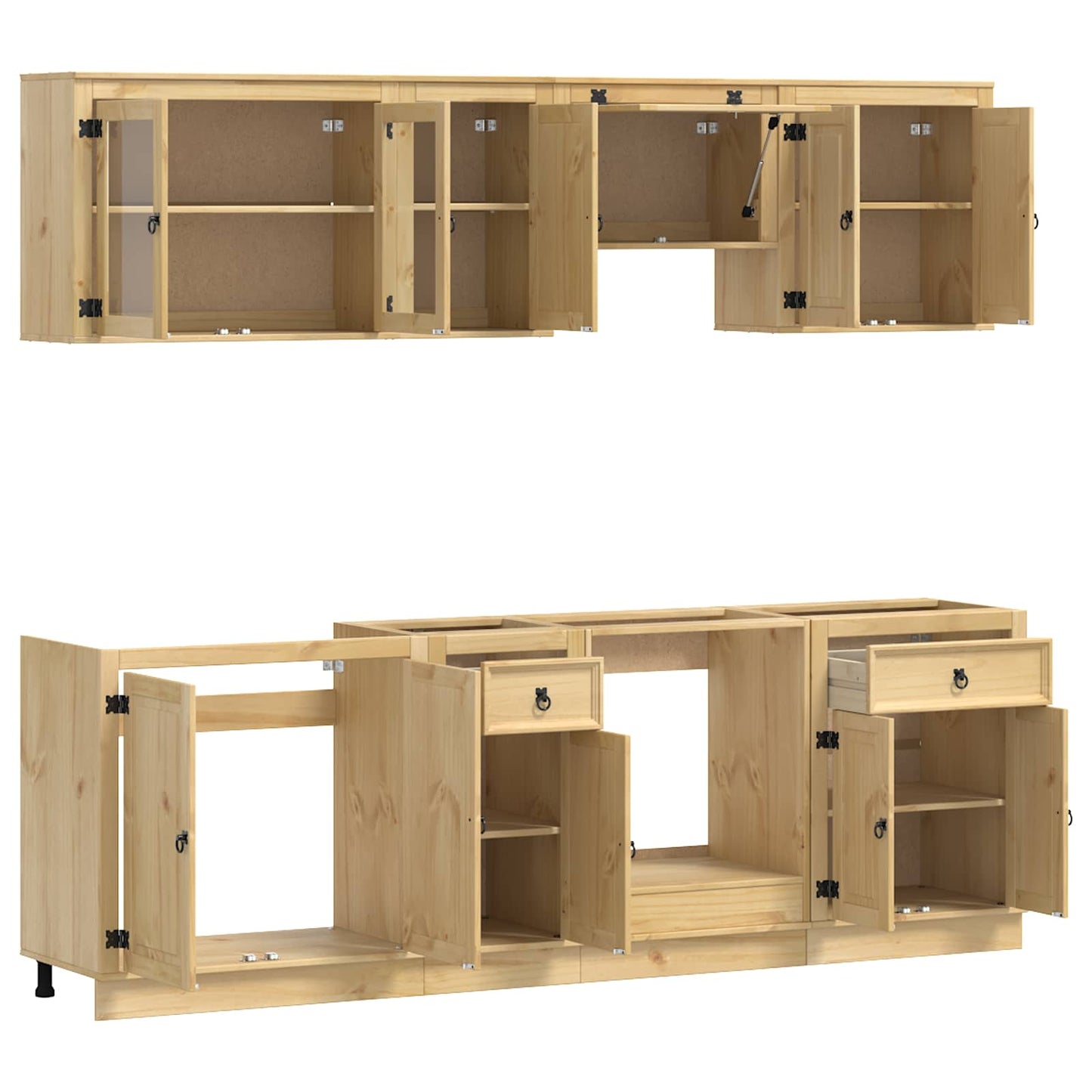 vidaXL Ντουλαπιού με συρτάρι SKI 8 pcs Μέλι Καφέ Στερεά ξυλεία πεύκου