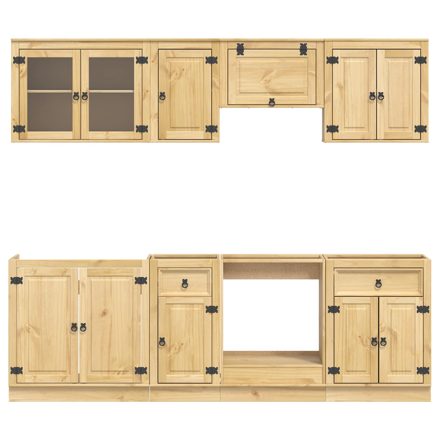 vidaXL Ντουλαπιού με συρτάρι SKI 8 pcs Μέλι Καφέ Στερεά ξυλεία πεύκου