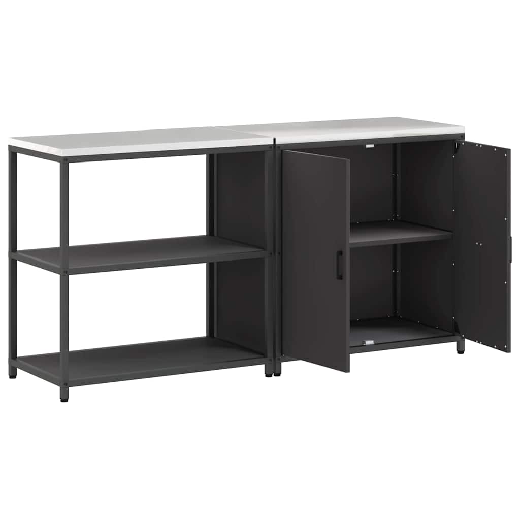 vidaXL Σετ Αποθήκευσης Κουζίνας με ράφι 2 pcs Μαύρο 150 x 50 x 92 εκ.