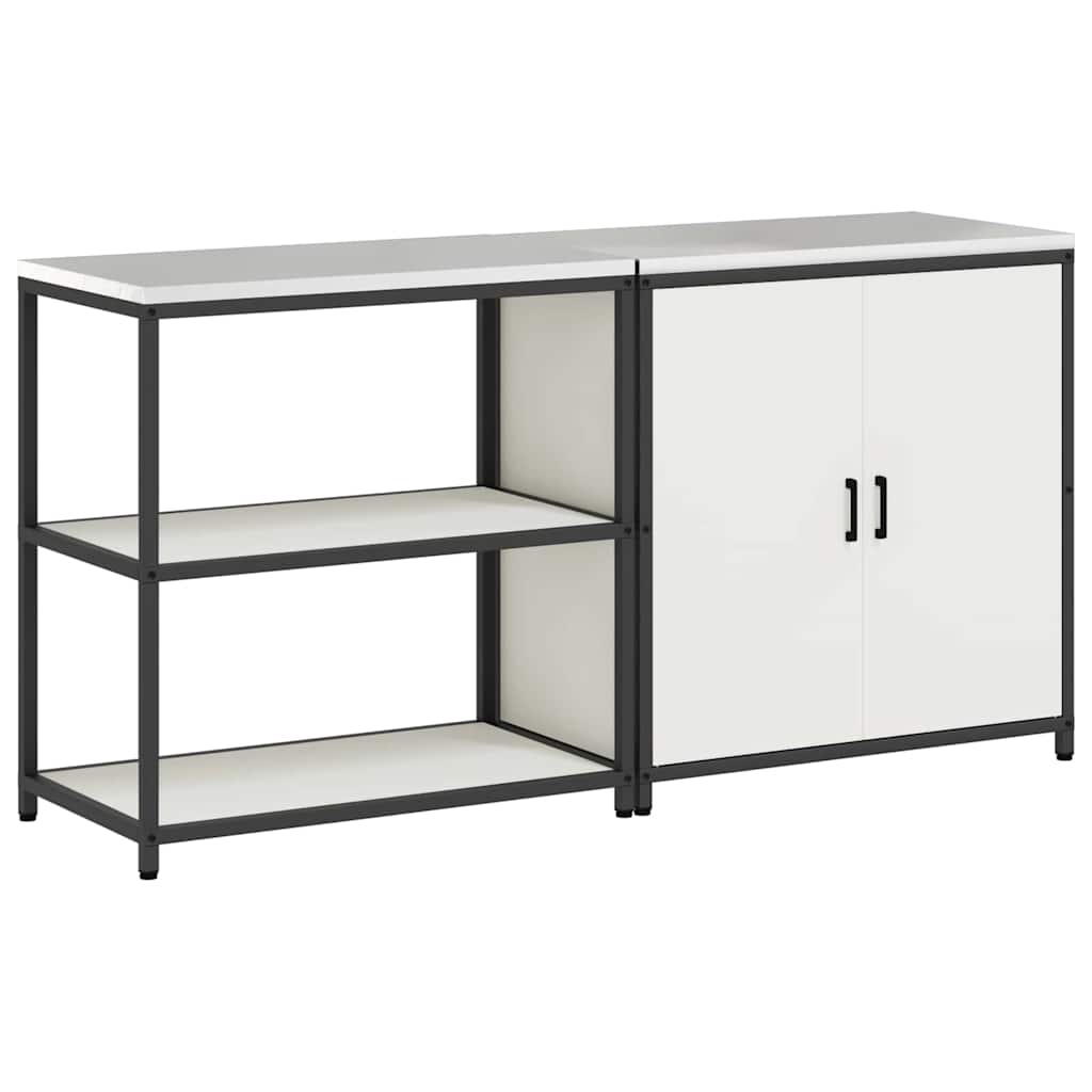 vidaXL Σετ Αποθήκευσης Κουζίνας με ράφι 2 pcs Λευκό 150 x 50 x 92 εκ.