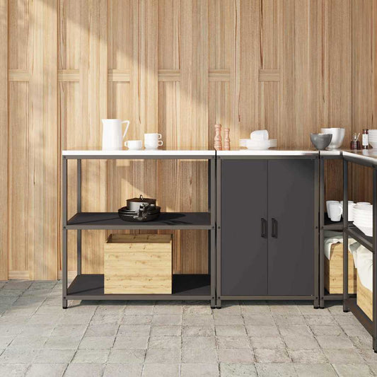 vidaXL Σετ Αποθήκευσης Κουζίνας με ράφι 2 pcs Μαύρο 150 x 50 x 92 εκ.