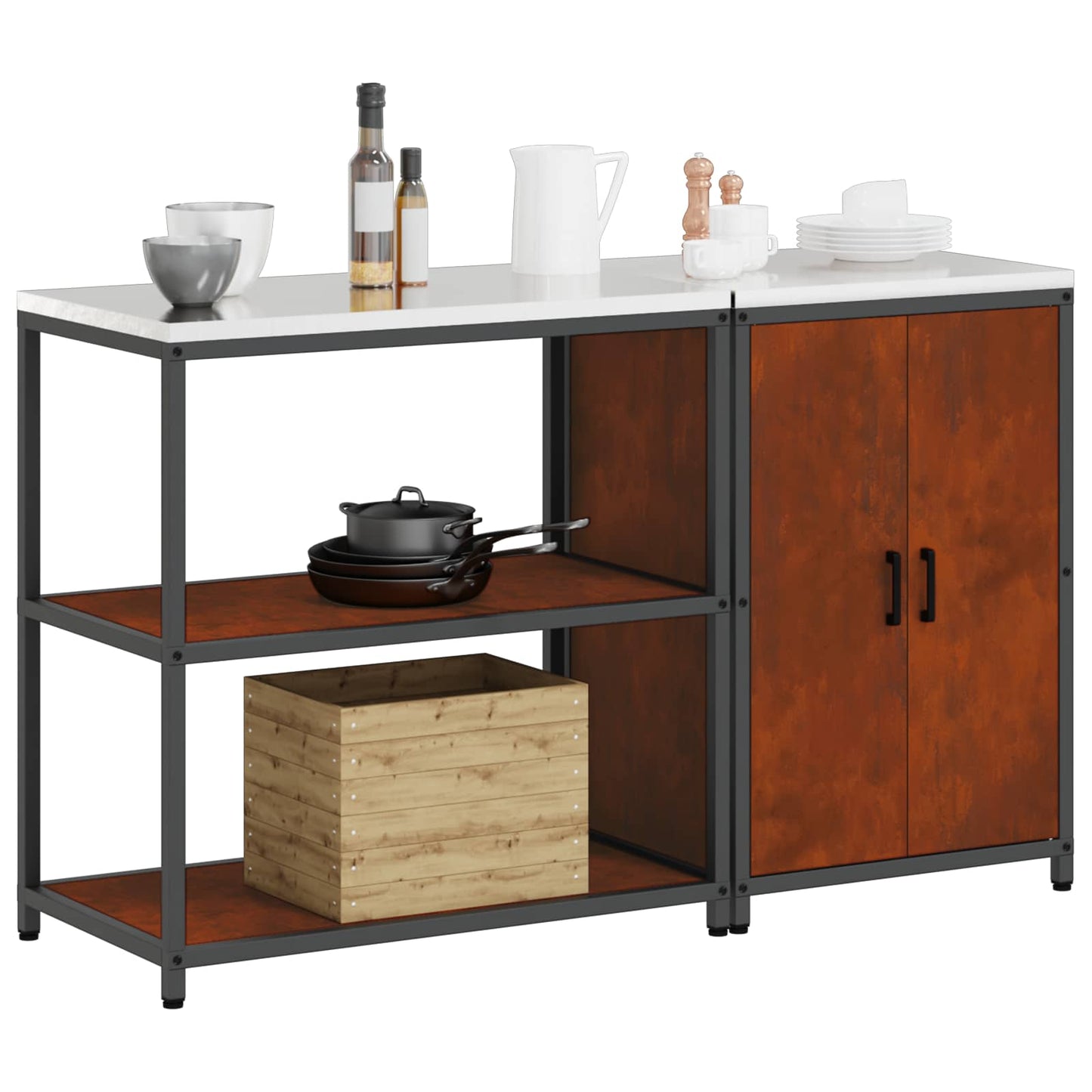 vidaXL Σετ Αποθήκευσης Κουζίνας 2 pcs Σκ rusty 150 x 50 x 92 εκ.