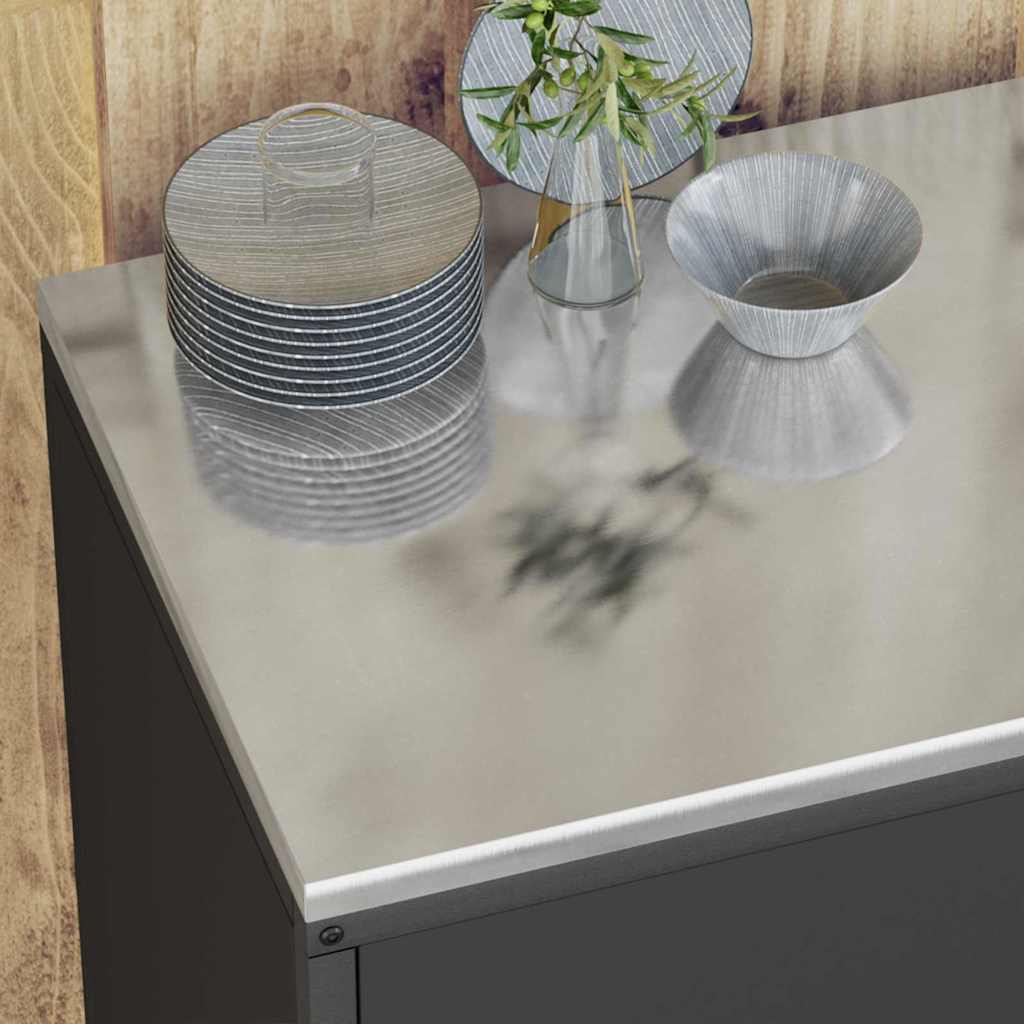 vidaXL Σετ Αποθήκευσης Κουζίνας με ράφι 3 pcs Μαύρο 210 x 50 x 92 εκ