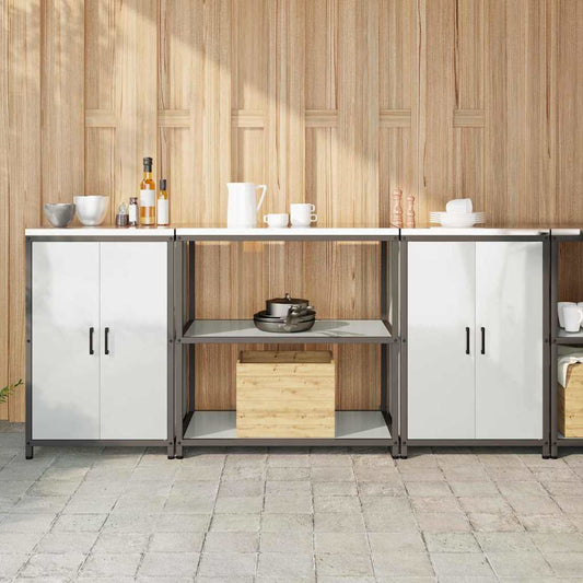 vidaXL Σετ Αποθήκευσης Κουζίνας με ράφι 3 pcs Ασημί 210 x 50 x 92 εκ