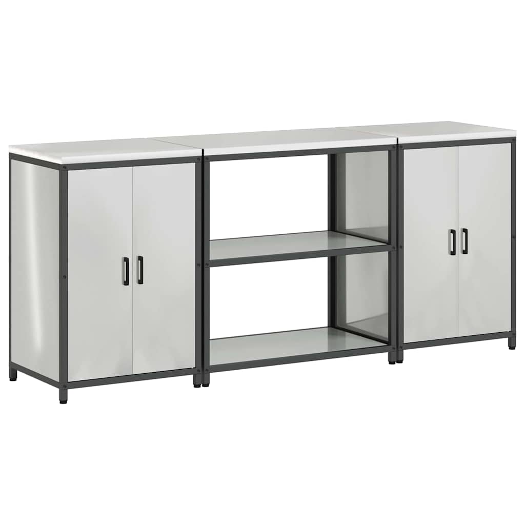 vidaXL Σετ Αποθήκευσης Κουζίνας με ράφι 3 pcs Ασημί 210 x 50 x 92 εκ