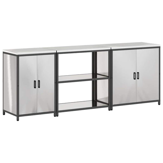 vidaXL Σετ Αποθήκευσης Κουζίνας με ράφι Άλλο 3 pcs Ασημί 210 x 50 x 92 εκ