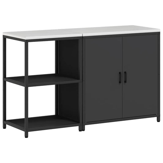 vidaXL Σετ Αποθήκευσης Κουζίνας με ράφι 2 pcs Μαύρο 150 x 50 x 92 εκ.