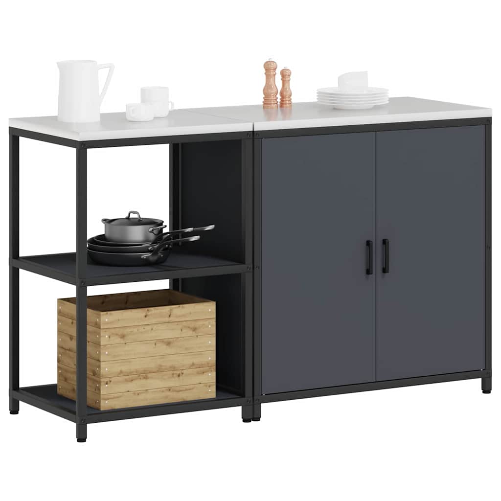 vidaXL Σετ Αποθήκευσης Κουζίνας 2 pcs Ανθρακί 150 x 50 x 92 εκ.