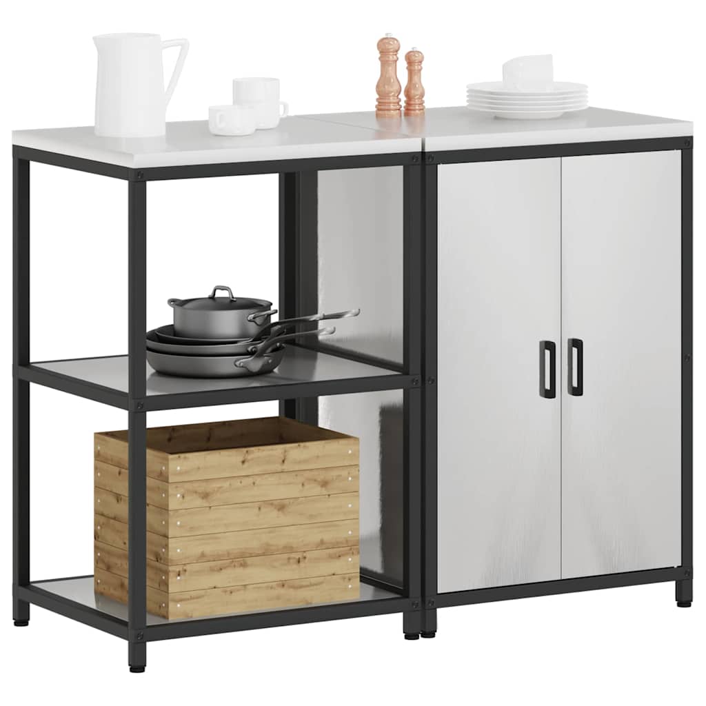 vidaXL Σετ Αποθήκευσης Κουζίνας HATTEM 2 pcs Ασημί Ανοξείδωτο Ατσάλι