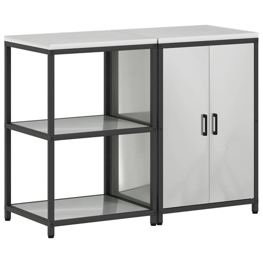 vidaXL Σετ Αποθήκευσης Κουζίνας με ράφι 2 pcs Ασημί 120 x 50 x 92 εκ.