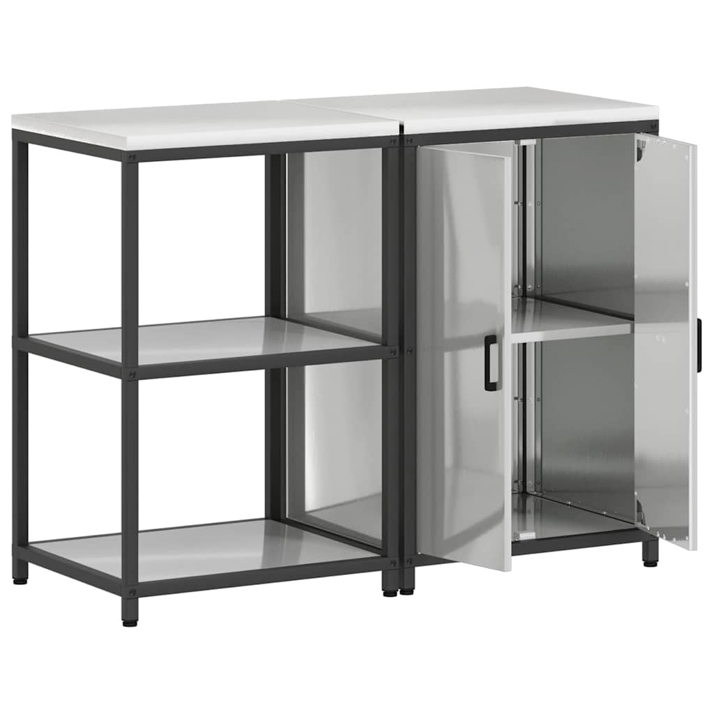 vidaXL Σετ Αποθήκευσης Κουζίνας με ράφι 2 pcs Ασημί 120 x 50 x 92 εκ.