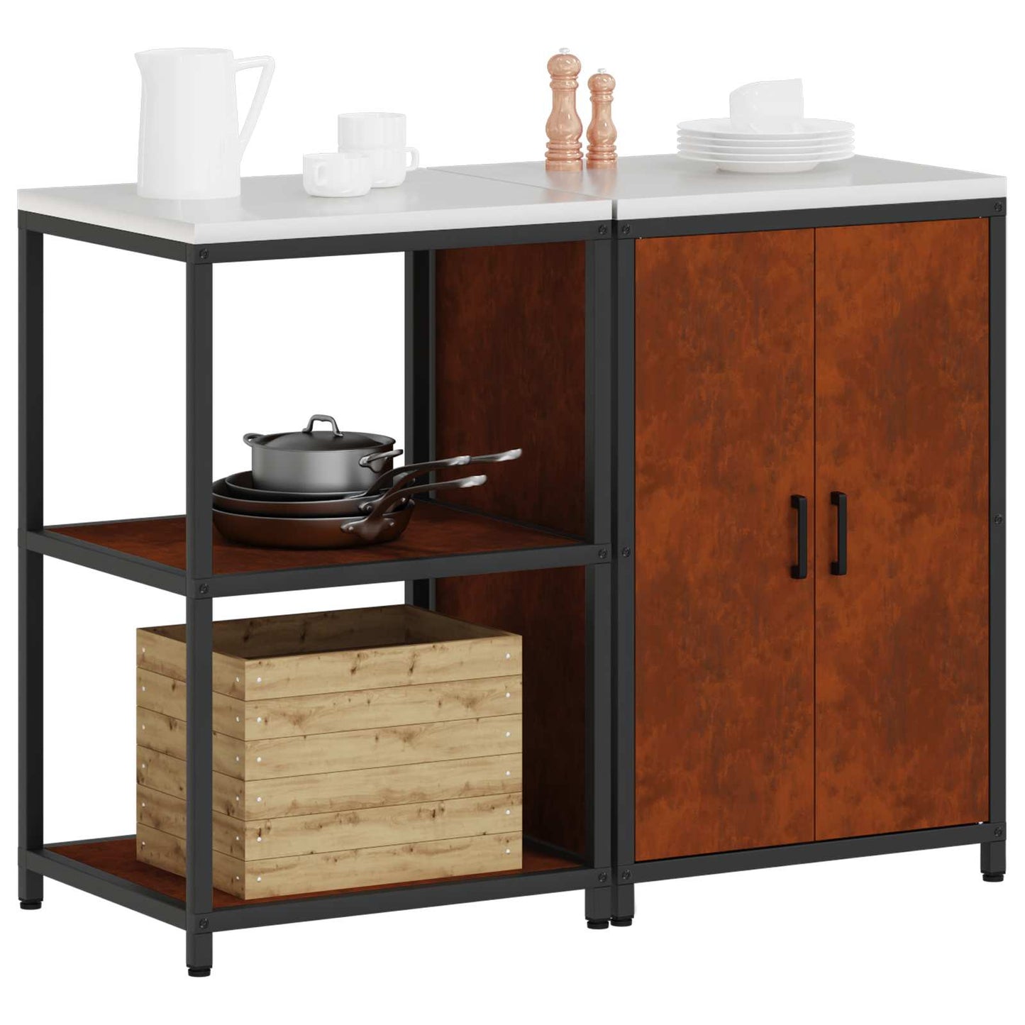 vidaXL Σετ Αποθήκευσης Κουζίνας 2 pcs Σκ rusty 120 x 50 x 92 εκ.