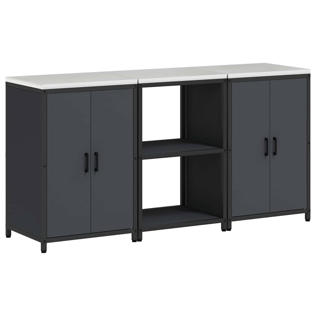 vidaXL Σετ Αποθήκευσης Κουζίνας 3 pcs Ανθρακί Ψυχρής έλασης χάλυβας