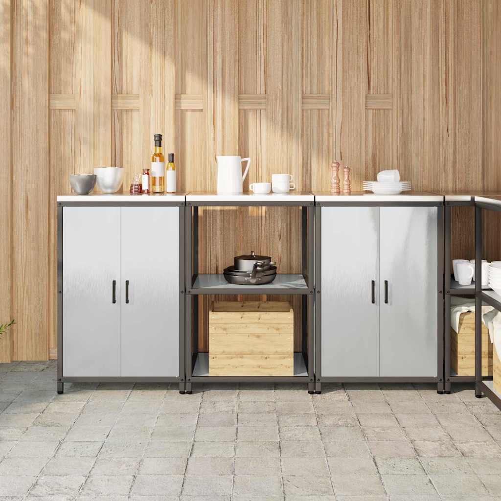 vidaXL Σετ Αποθήκευσης Κουζίνας με ράφι 3 pcs Ασημί 180 x 50 x 92 εκ.