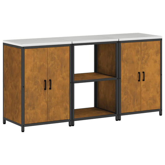 vidaXL Σετ Αποθήκευσης Κουζίνας 3 pcs Σκ rusty 180 x 50 x 92 εκ.
