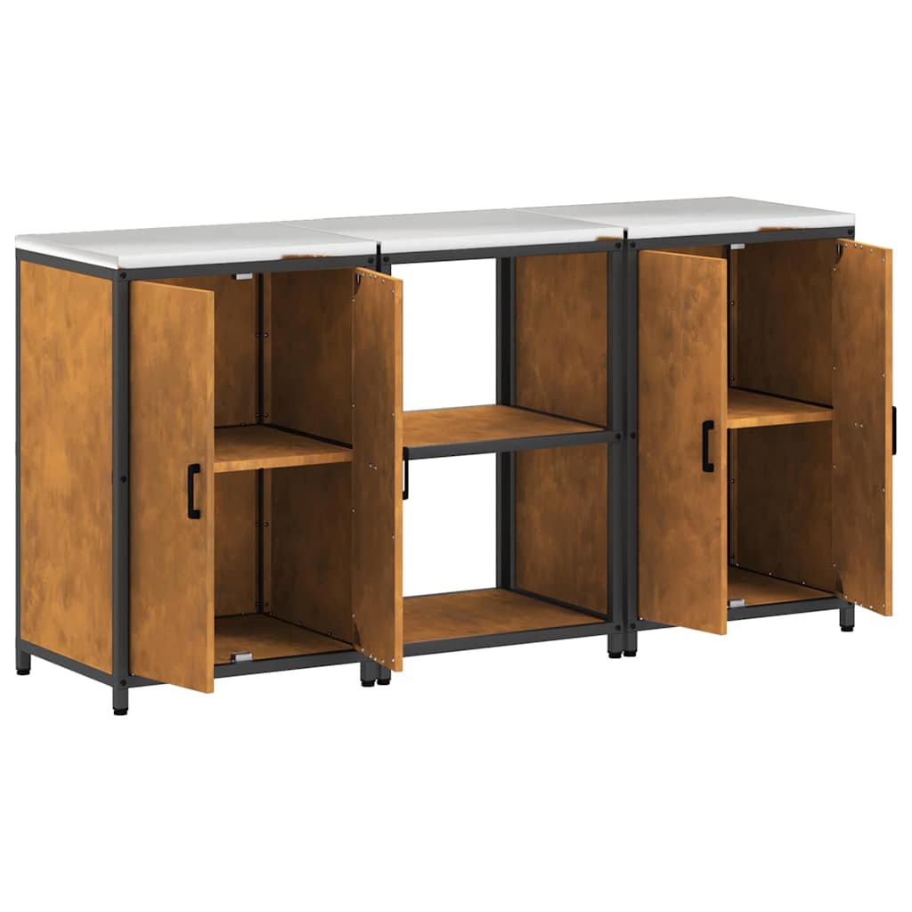 vidaXL Σετ Αποθήκευσης Κουζίνας 3 pcs Σκ rusty 180 x 50 x 92 εκ.