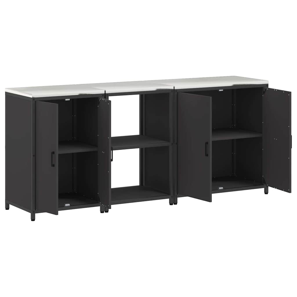 vidaXL Σετ Αποθήκευσης Κουζίνας με ράφι Άλλο 3 pcs Μαύρο 210 x 50 x 92 εκ