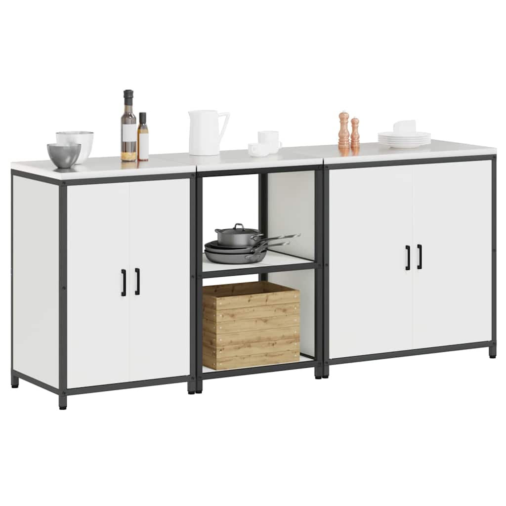 vidaXL Σετ Αποθήκευσης Κουζίνας με ράφι Άλλο 3 pcs Λευκό 210 x 50 x 92 εκ