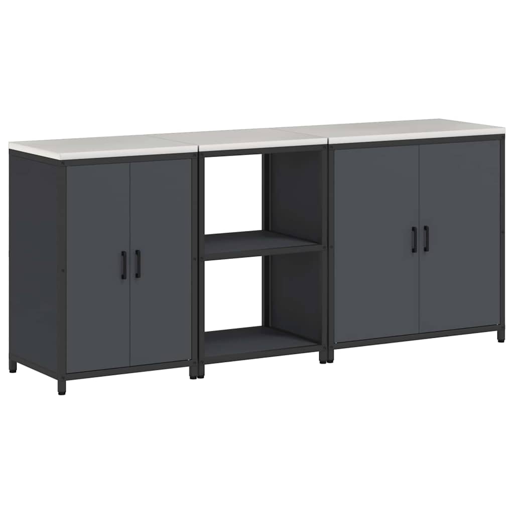 vidaXL Σετ Αποθήκευσης Κουζίνας με ράφι Άλλο 3 pcs Ανθρακί 210 x 50 x 92 εκ