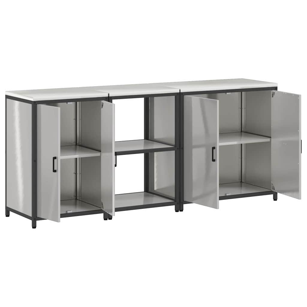 vidaXL Σετ Αποθήκευσης Κουζίνας HATTEM 3 pcs Ασημί Ανοξείδωτο Ατσάλι