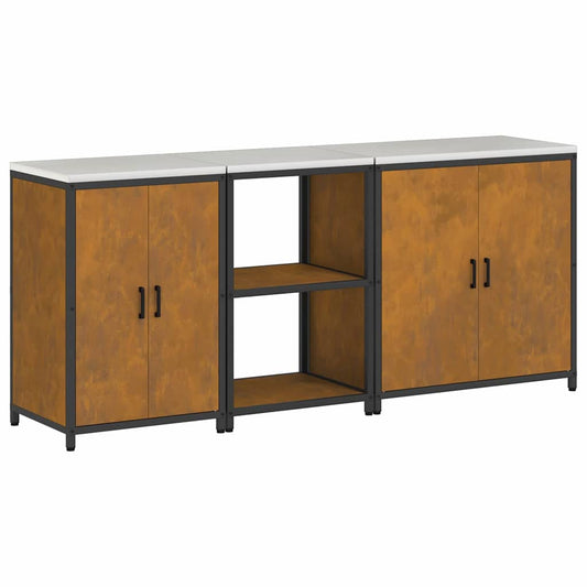 vidaXL Σετ Αποθήκευσης Κουζίνας 3 pcs Σκ rusty 210 x 50 x 92 εκ
