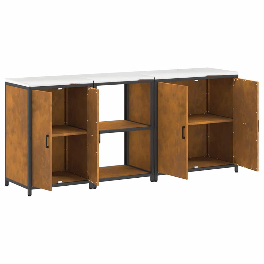 vidaXL Σετ Αποθήκευσης Κουζίνας 3 pcs Σκ rusty 210 x 50 x 92 εκ
