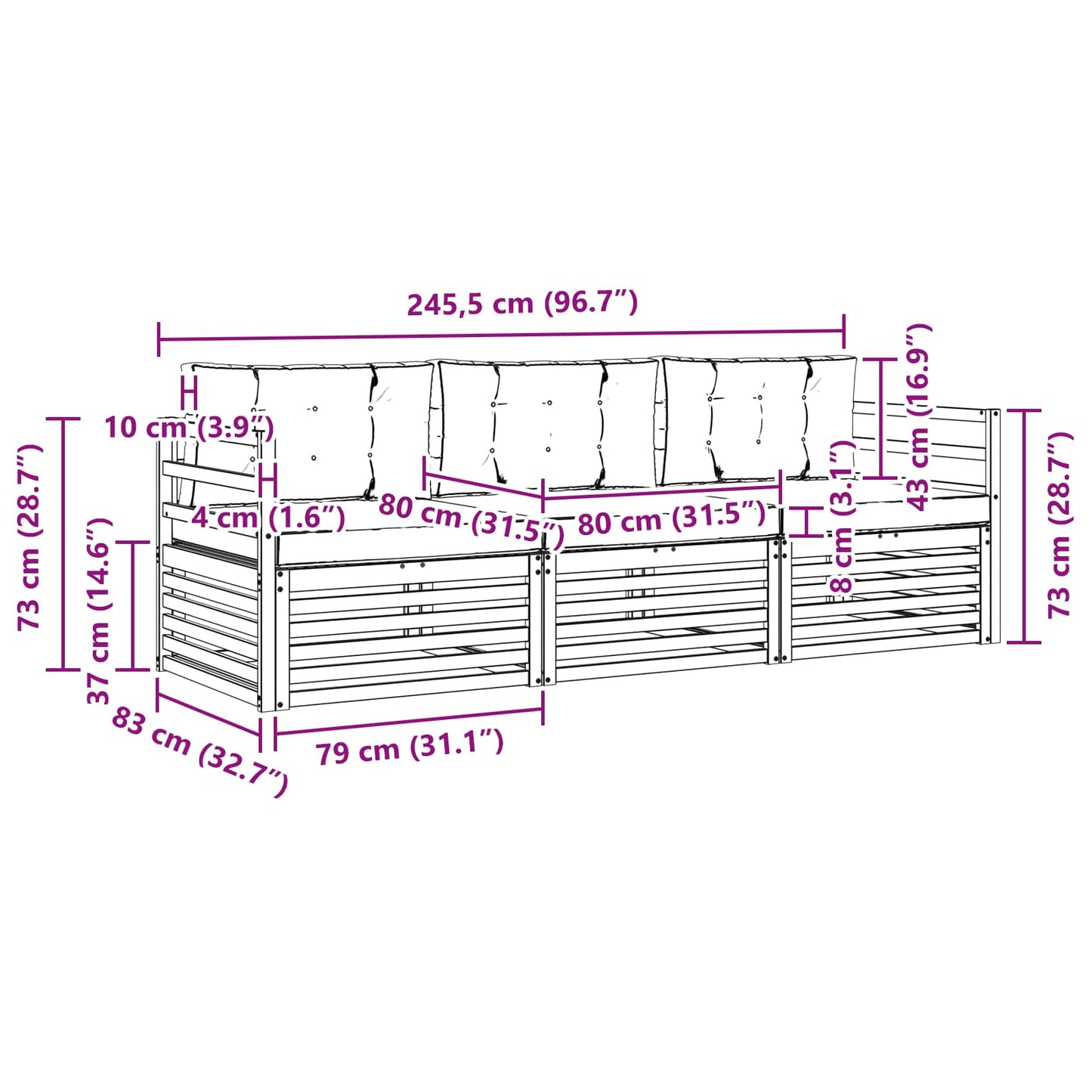 vidaXL Σειρά Καναπέ Εξωτερικού 3 pcs Λευκό και Ανοιχτό Γκρι