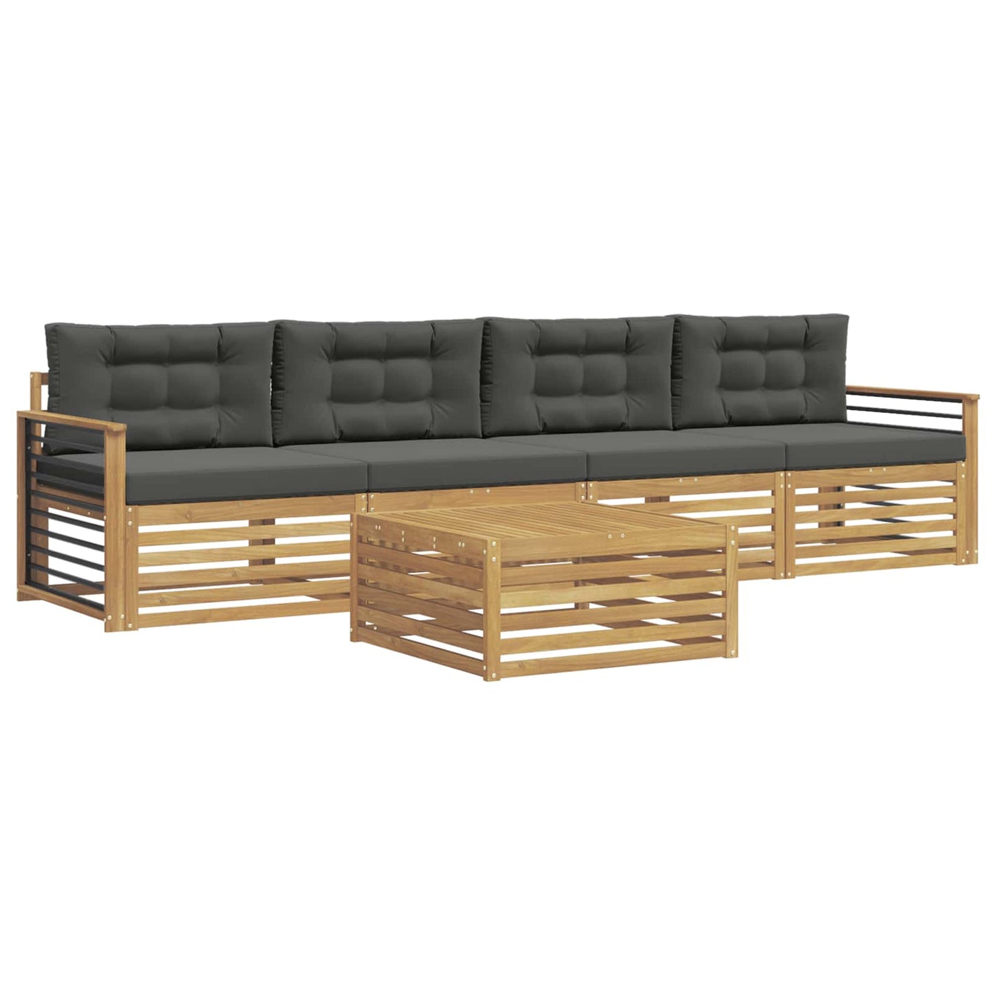 vidaXL Σειρά Καναπέ Εξωτερικού με μαξιλάρι 5 pcs Άσπρο και Ανθρακί