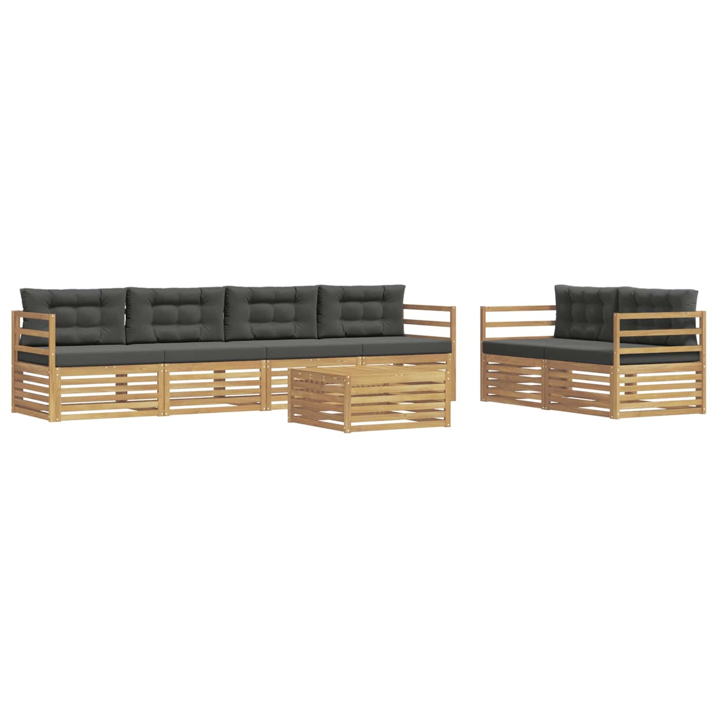 vidaXL Σειρά Καναπέ Εξωτερικού 7 pcs Άσπρο και Ανθρακί Πολυεστέρας