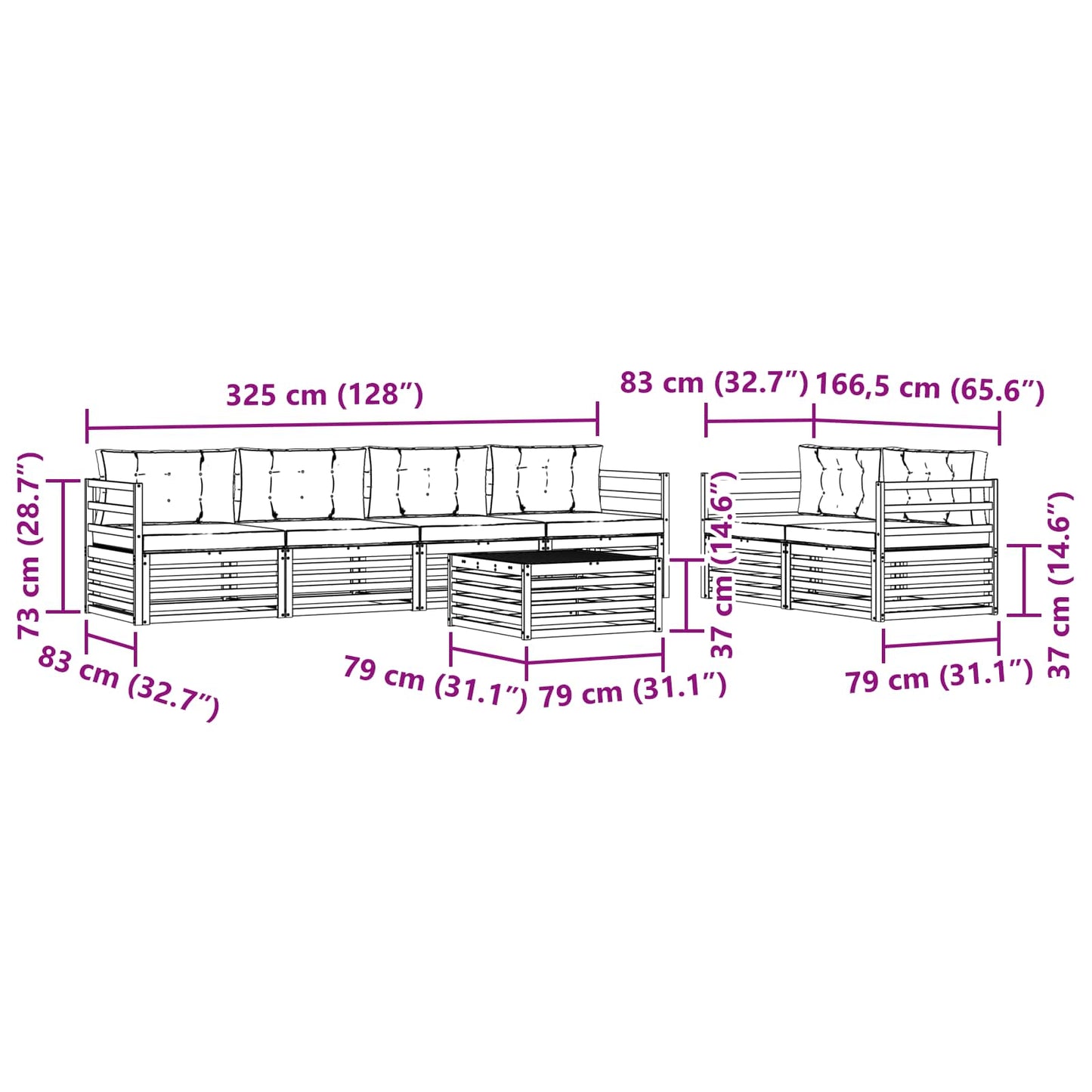 vidaXL Σειρά Καναπέ Εξωτερικού 7 pcs Λευκό και Μπεζ Πολυεστέρας