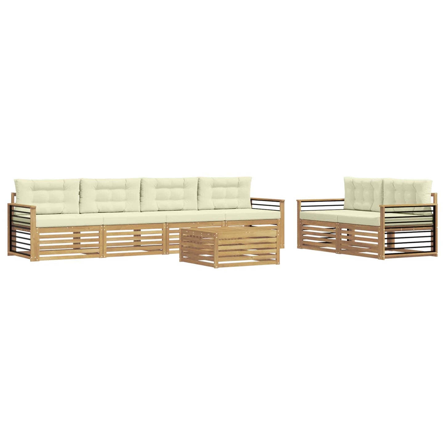 vidaXL Σειρά Καναπέ Εξωτερικού 7 pcs Λευκό και Κρεμ Πολυεστέρας