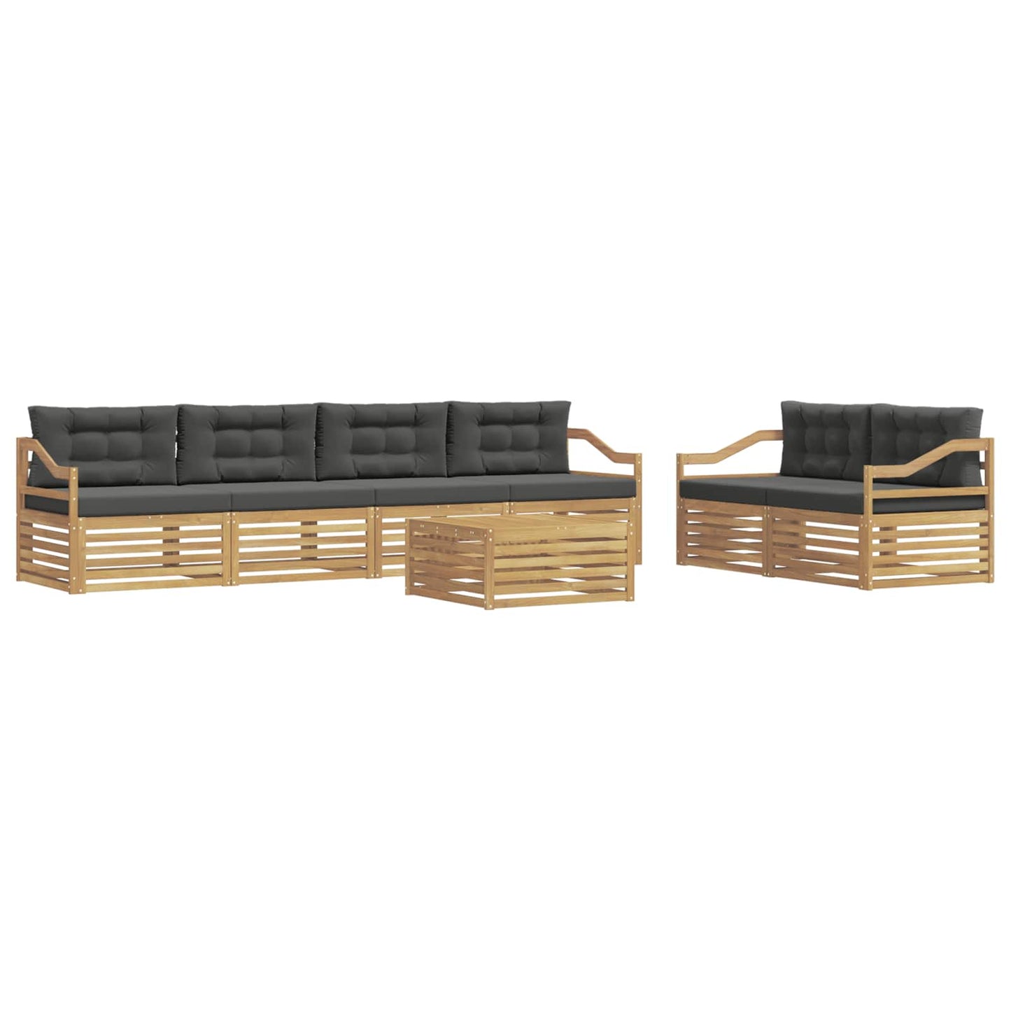 vidaXL Σειρά Καναπέ Εξωτερικού 7 pcs Άσπρο και Ανθρακί Πολυεστέρας