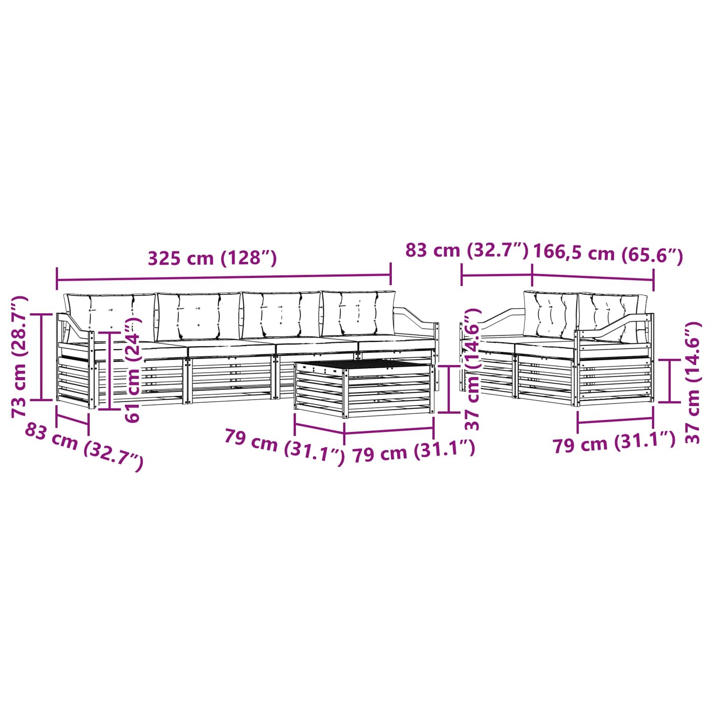 vidaXL Σειρά Καναπέ Εξωτερικού 7 pcs Άσπρο και Ανθρακί Πολυεστέρας
