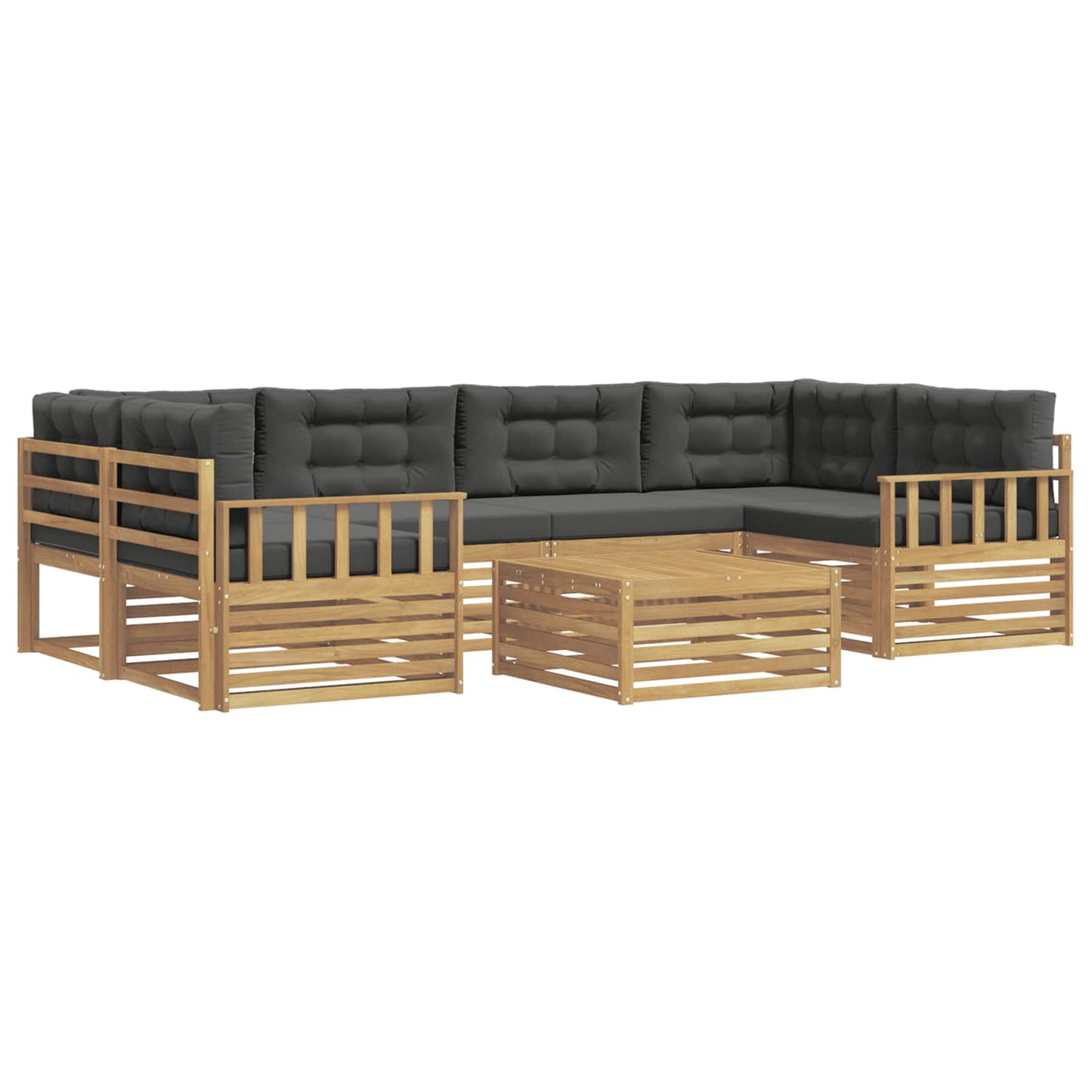 vidaXL Σειρά Καναπέ Εξωτερικού 7 pcs Άσπρο και Ανθρακί Πολυεστέρας